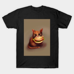 Cat eating Burger T-Shirt